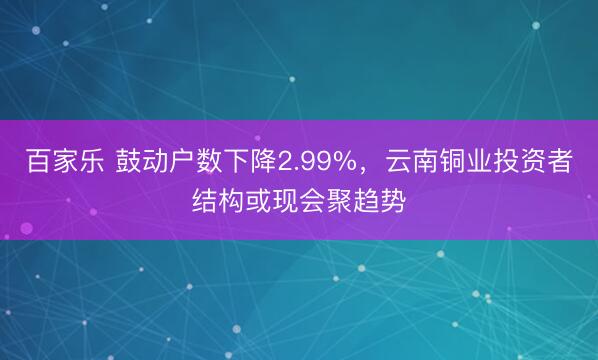 百家乐 鼓动户数下降2.99%，云南铜业投资者结构或现会聚趋势