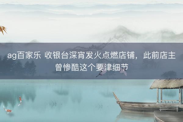 ag百家乐 收银台深宵发火点燃店铺，此前店主曾惨酷这个要津细节